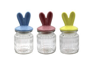 Glass Cannister w/Rabbit Ears