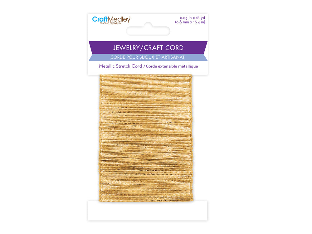 Jewelry/Craft Cord: 0.8mm x 18yds Metallic Stretch Cord A) Gold