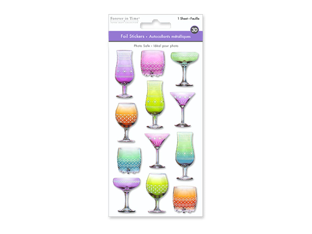 Paper Craft Sticker: 3.8"x6.9" 3D Foil Ombre F) Cocktail