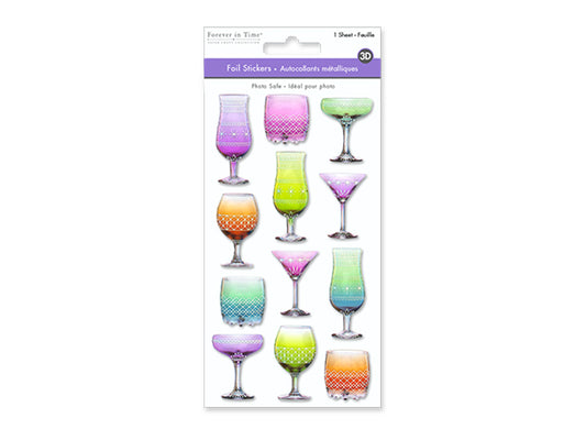 Paper Craft Sticker: 3.8"x6.9" 3D Foil Ombre F) Cocktail