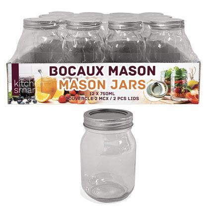 MASON GLASS JARS-750ML-12PCS PACK