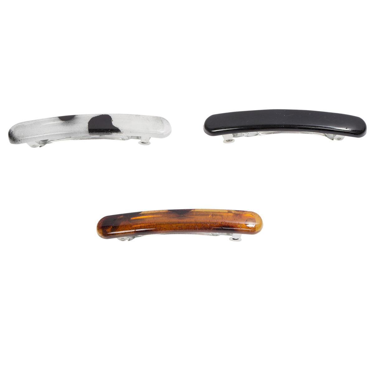 Stylin 3-pc Auto Barrettes, h/c, 2 asst: matte blk/shiny blk