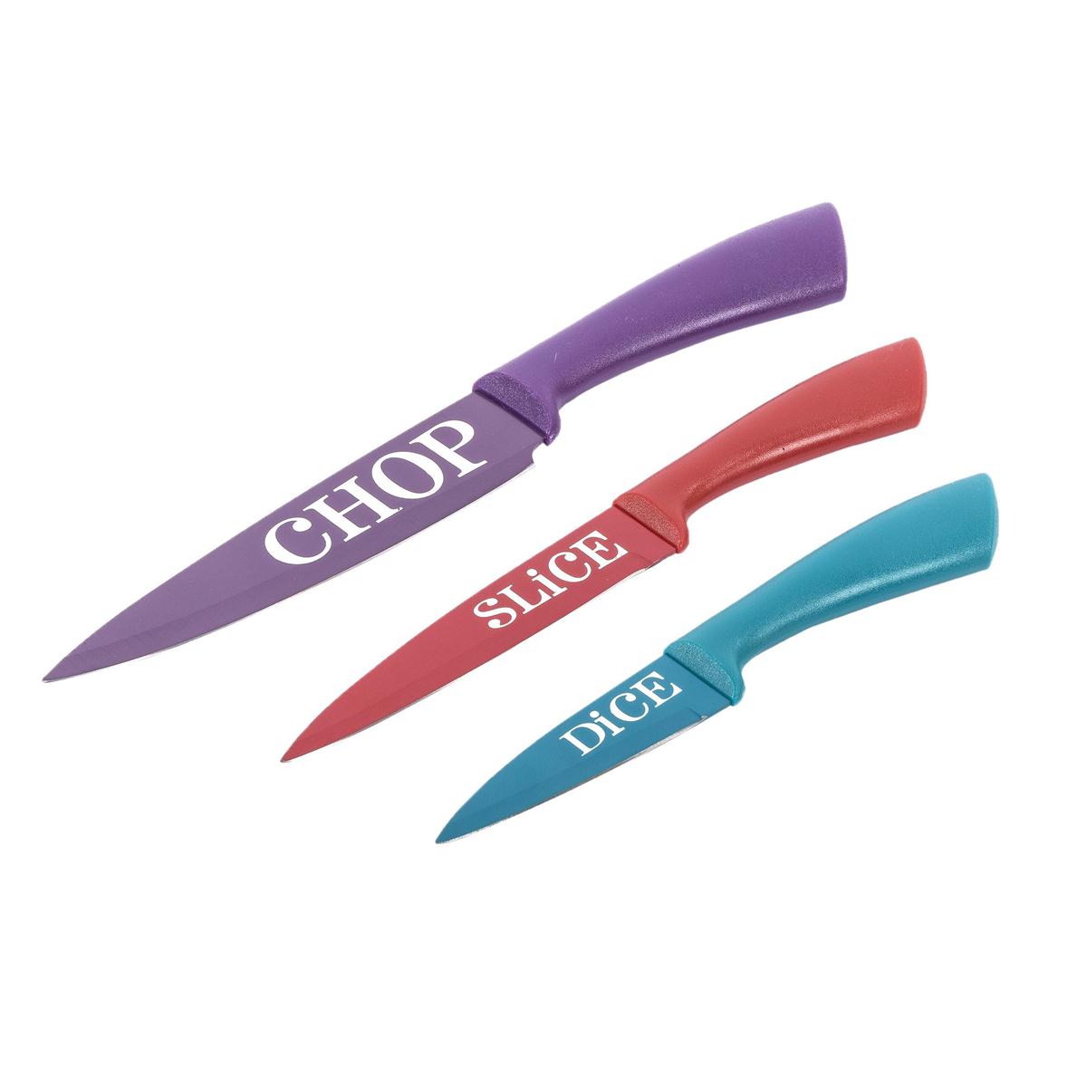 L.Gourmet 3-pc Kitchen Knife Set, Non-stick, clam shell (CS)