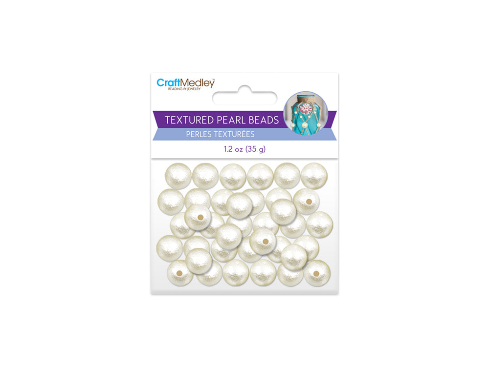 Pearl Beads: Acrylic Textured Effects Ivory 35g D) 12mm