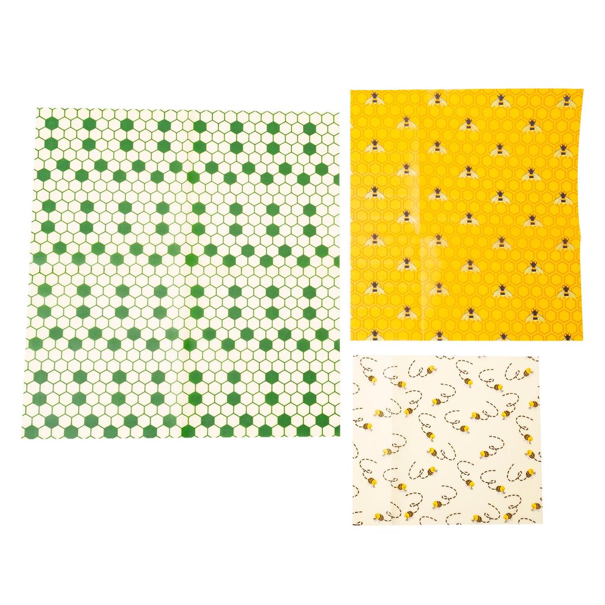 L.Gourmet 3-pc Beeswax Food Wraps, Reusable,S, M & L, asst'd,envelope
