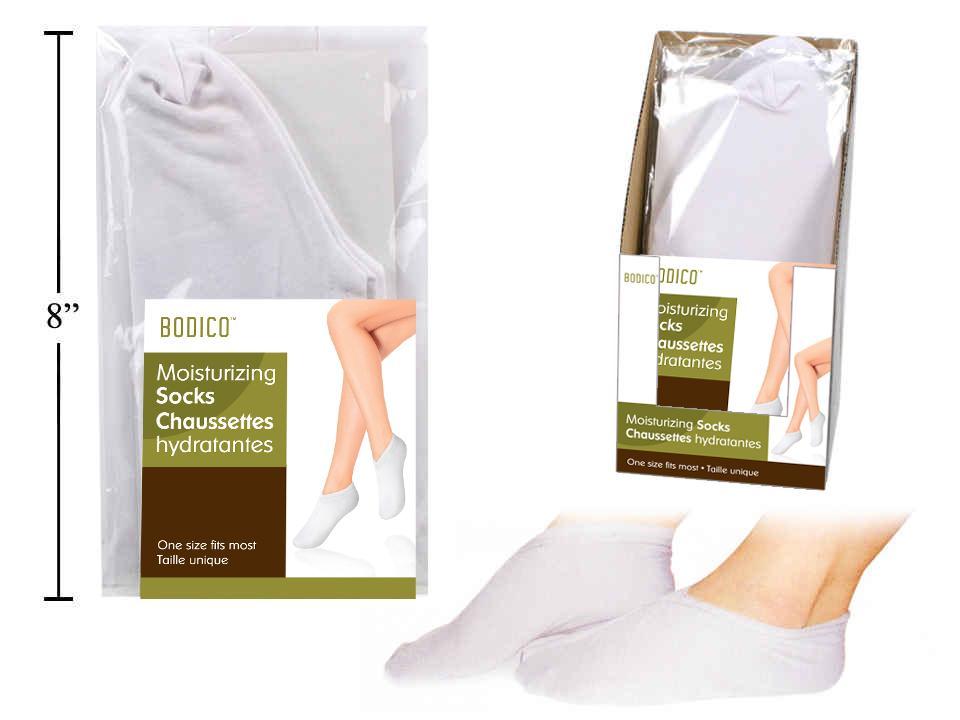 Bodico, Moisturizing Socks, White, Polybag w/insert, 12/display