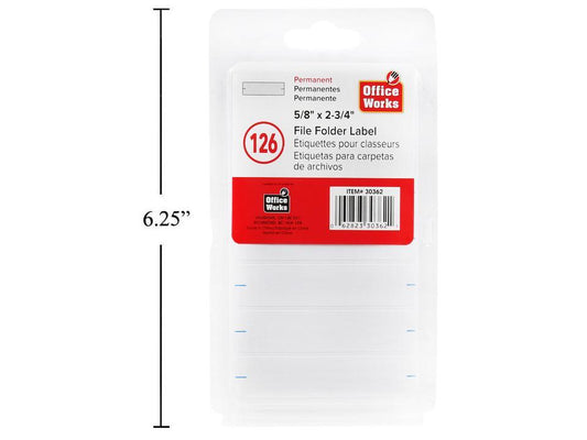 O.WKs. 126-pc File Folder Label,  5/8x2.75", clam pack