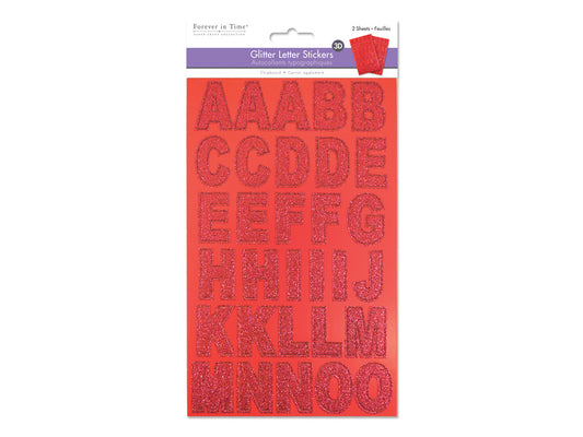 Paper Craft Stickers: 14.5cmx24cm Chipboard Glitter Letters 2sheets G) Red