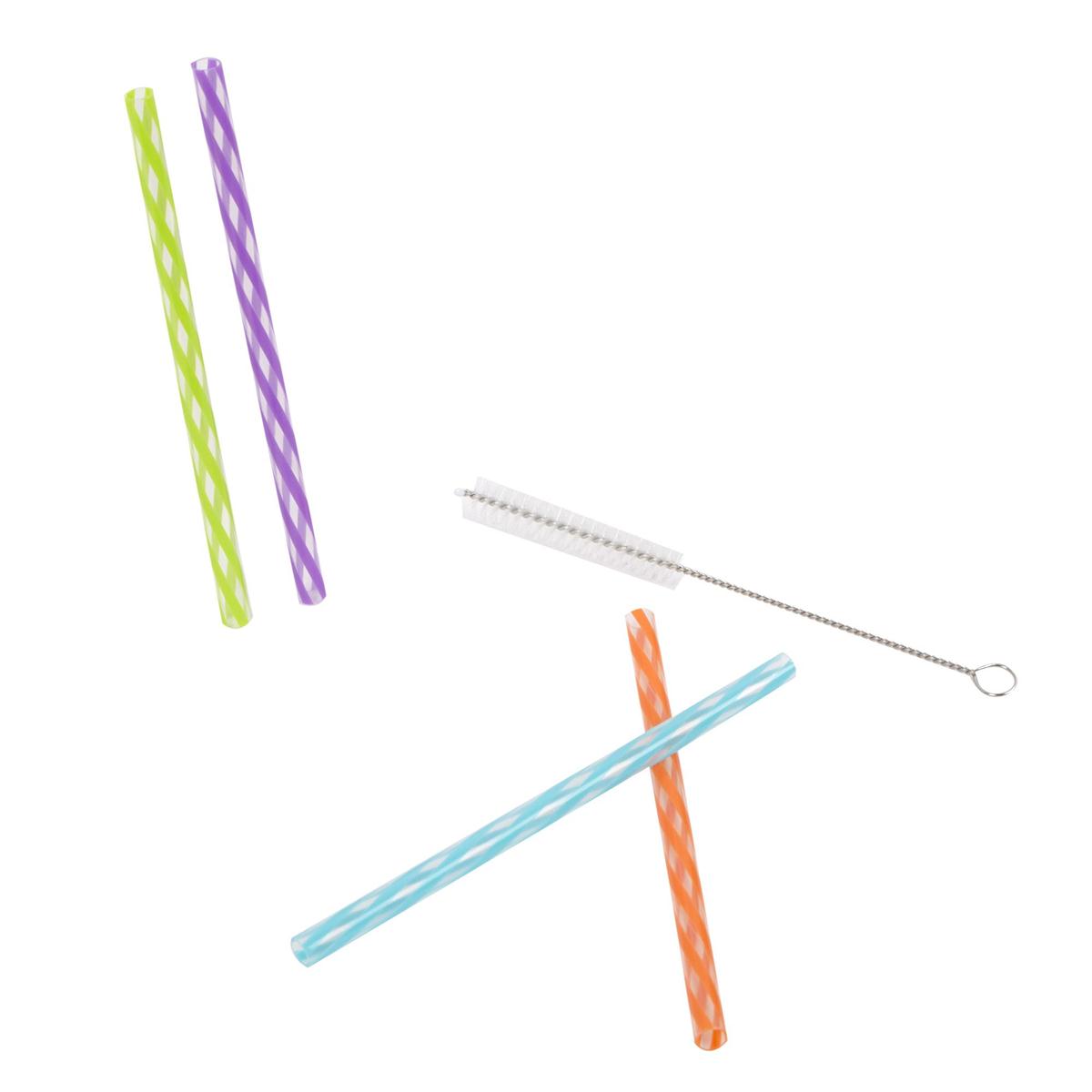 Luciano Reusable 25-pc Kids Straws, w/ cleaning brush, zip lock bag(CS)