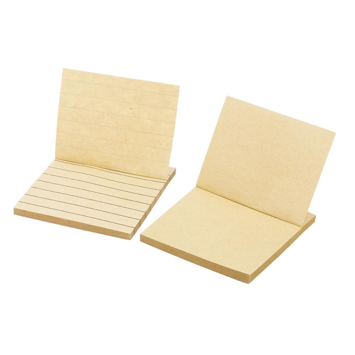 O.WKs.  50-sheet Sticky Notes, 2-pack 76x76mm,kraft Col., pbh