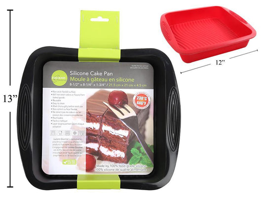 L.Gourmet 8.75x8.25x1.5" Silicone Cake Pan, 2 col., wrap card