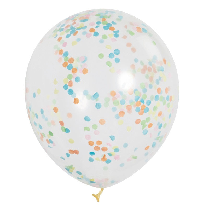 Clear Latex Balloons with Multi-Colored Confetti 12"  6ct - Pre-Filled