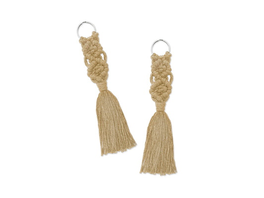 Needlecrafters: DIY Macramé Keychain Kit w/Key Ring~ Makes 2 C) Natural