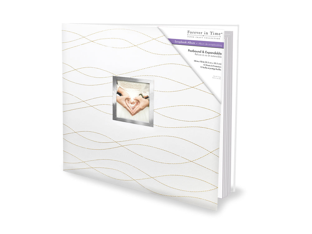 Scrapbook Album: 12"x12" PostBound w/10shts&prot M) Gold Stitched