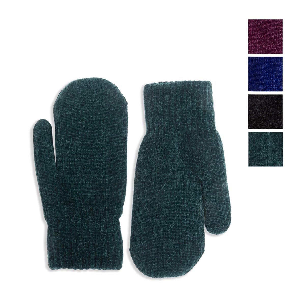 Nordic T. Ladies Chenille Mitts, w/Lining, 4 asst, header card