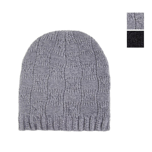 NordicT. Knit Beanie w Woven DetailLadies, Lined, 2 asst, ht