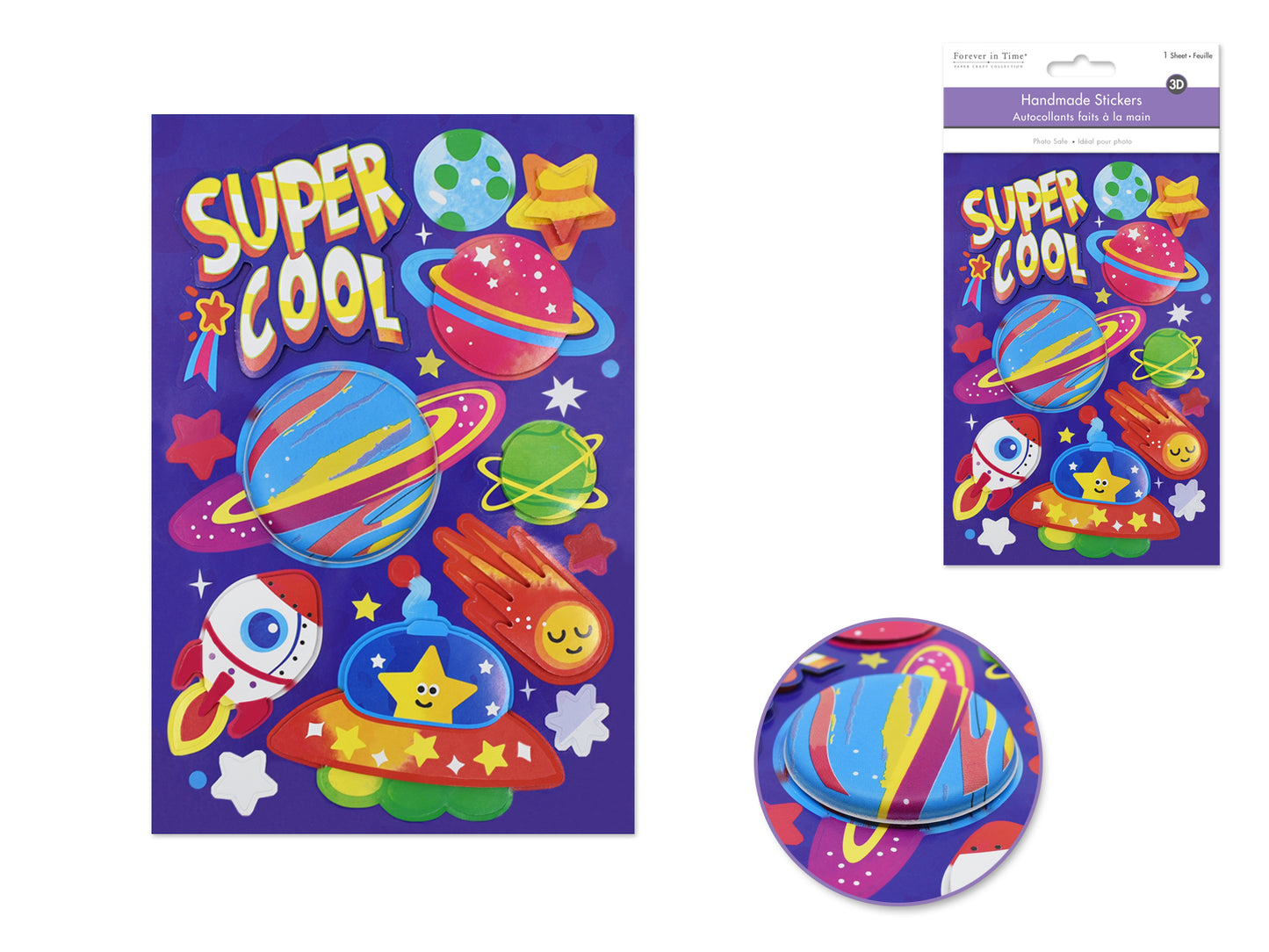 Handmade Sticker: 4.9"x7.3" 3D Big Puffy B) Super Cool