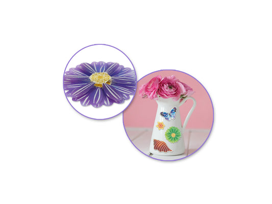 Handmade Sticker: 4.9"x7.3" 3D Glitz A) Gerbera Daisy