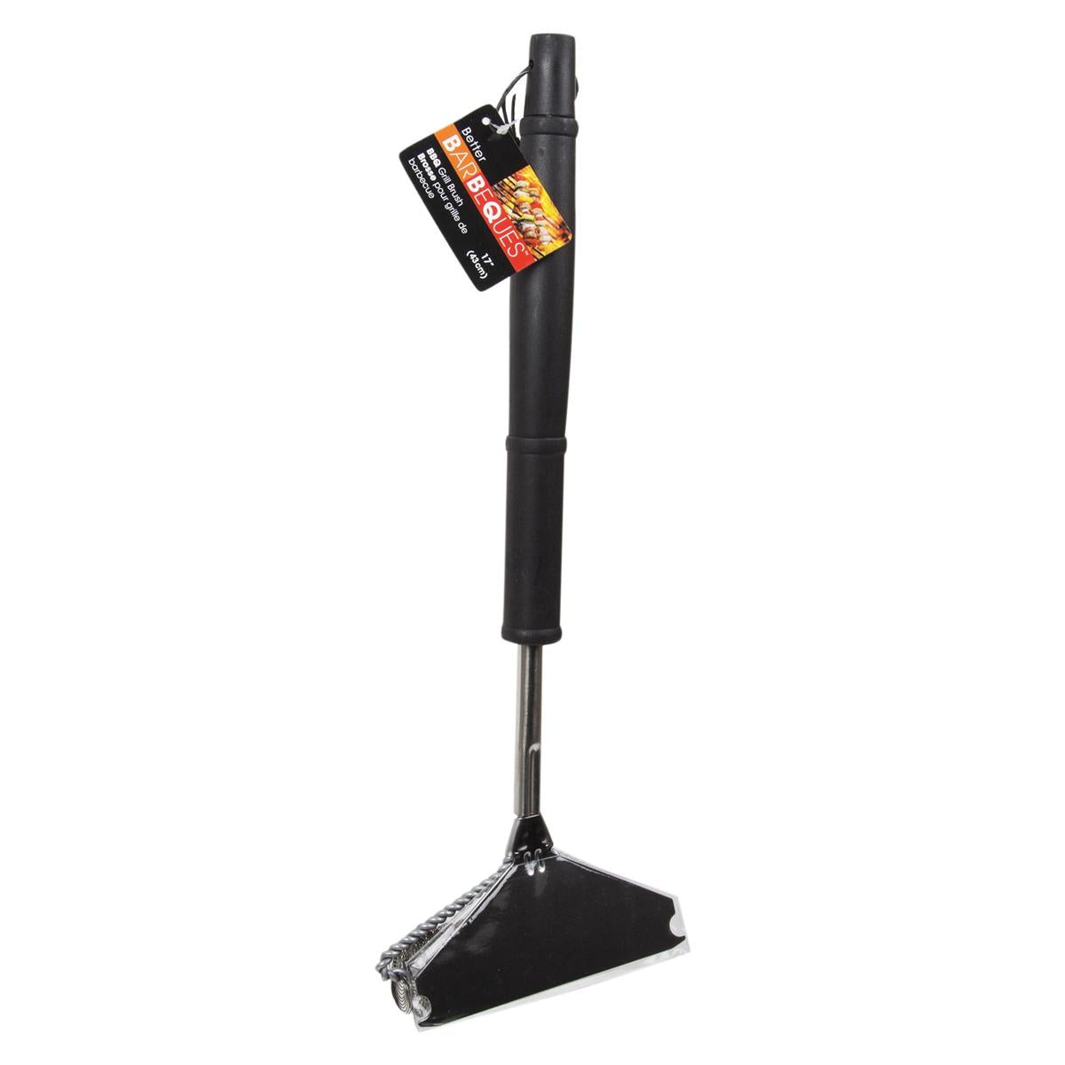 BBQ 17" S.S. Single Coil Wire Grill Brush w/Scraper, cht