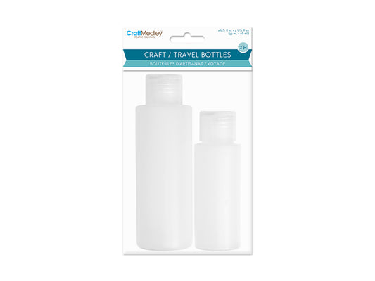 Plastic Bottles: 2oz + 4oz Semi-Transparent w/Flip-Top Lid 2/pk