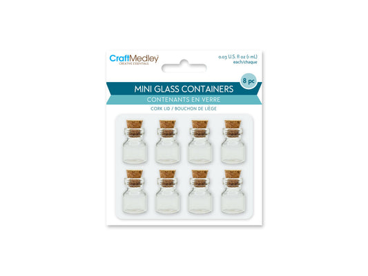 Glass Bottles: Mini Containers w/Cork Lid x8 1ml