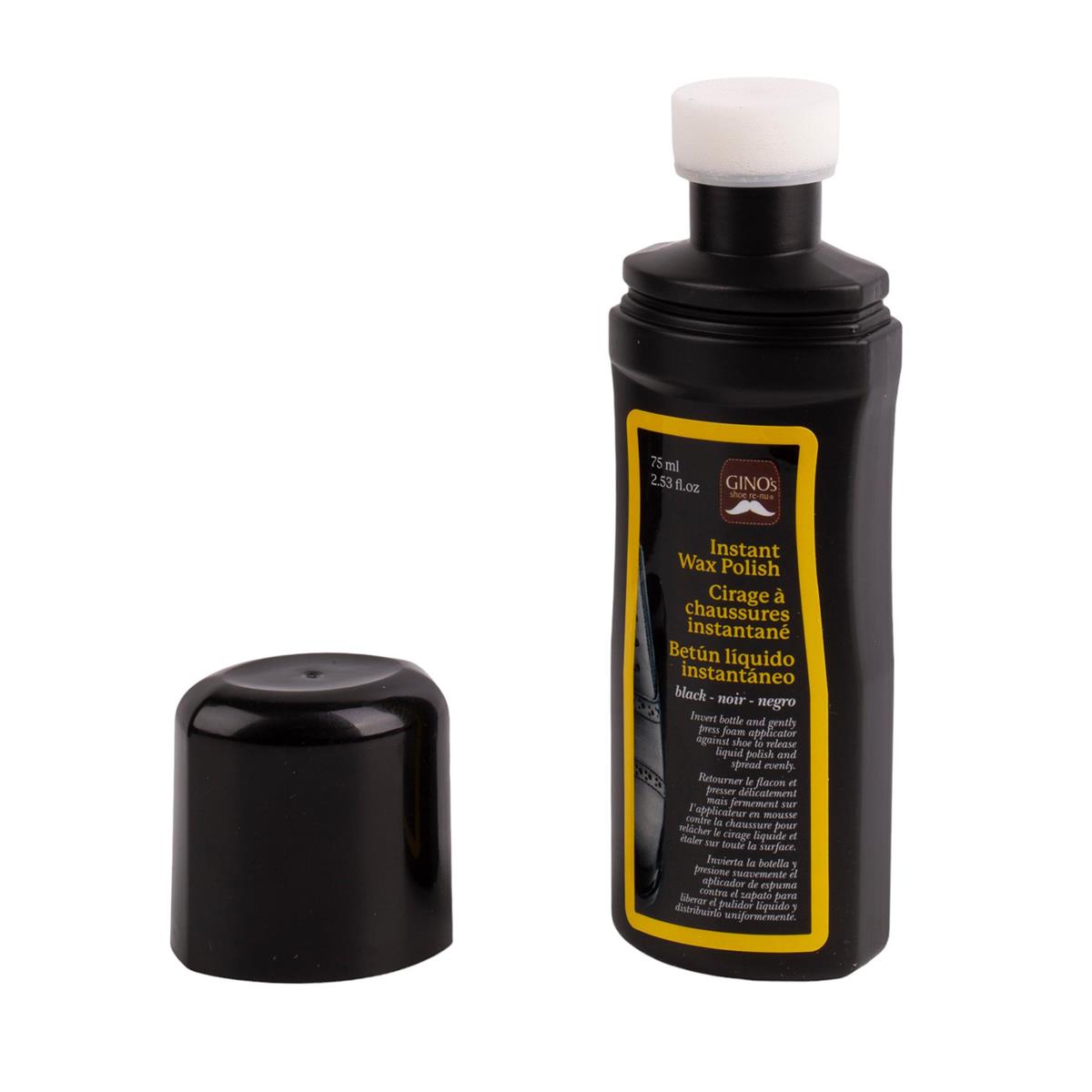 Gino's Instant Wax Polish, 75ml.  Black colour, 12/Display