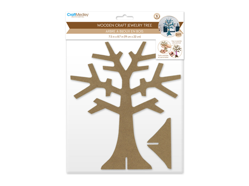 Wood Craft: 7.5"x8.7" DIY Jewelry Tree 3mm(T)