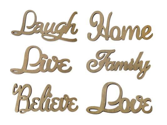Wood Craft: 17x8cm DIY Laser-Cut Words F) Love