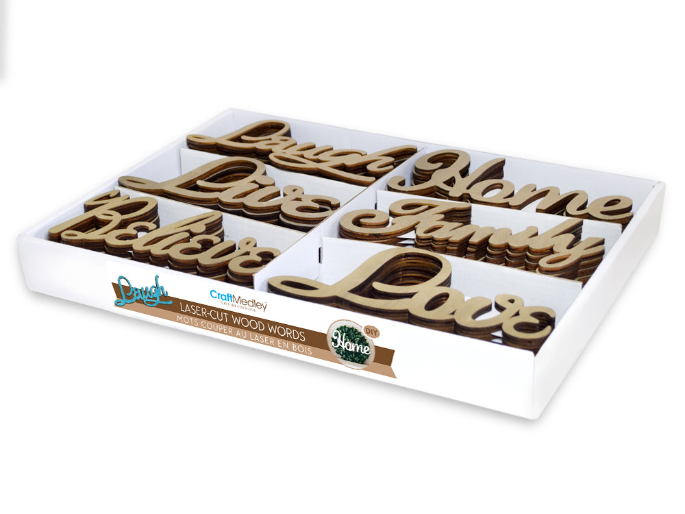 Wood Craft: 17x8cm DIY Laser-Cut Words in PDQ 8eax6styles