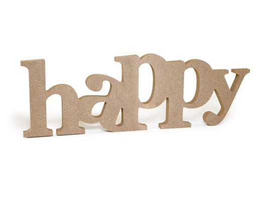 Wood Craft: 12" DIY Word Decor- MDF Standing K) Happy