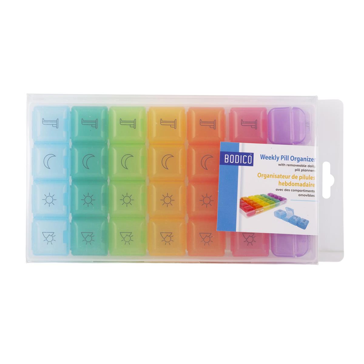 Bodico, Weekly w/Removeable Daily Pill Organizer,12pc/pdq, 9x5x1in