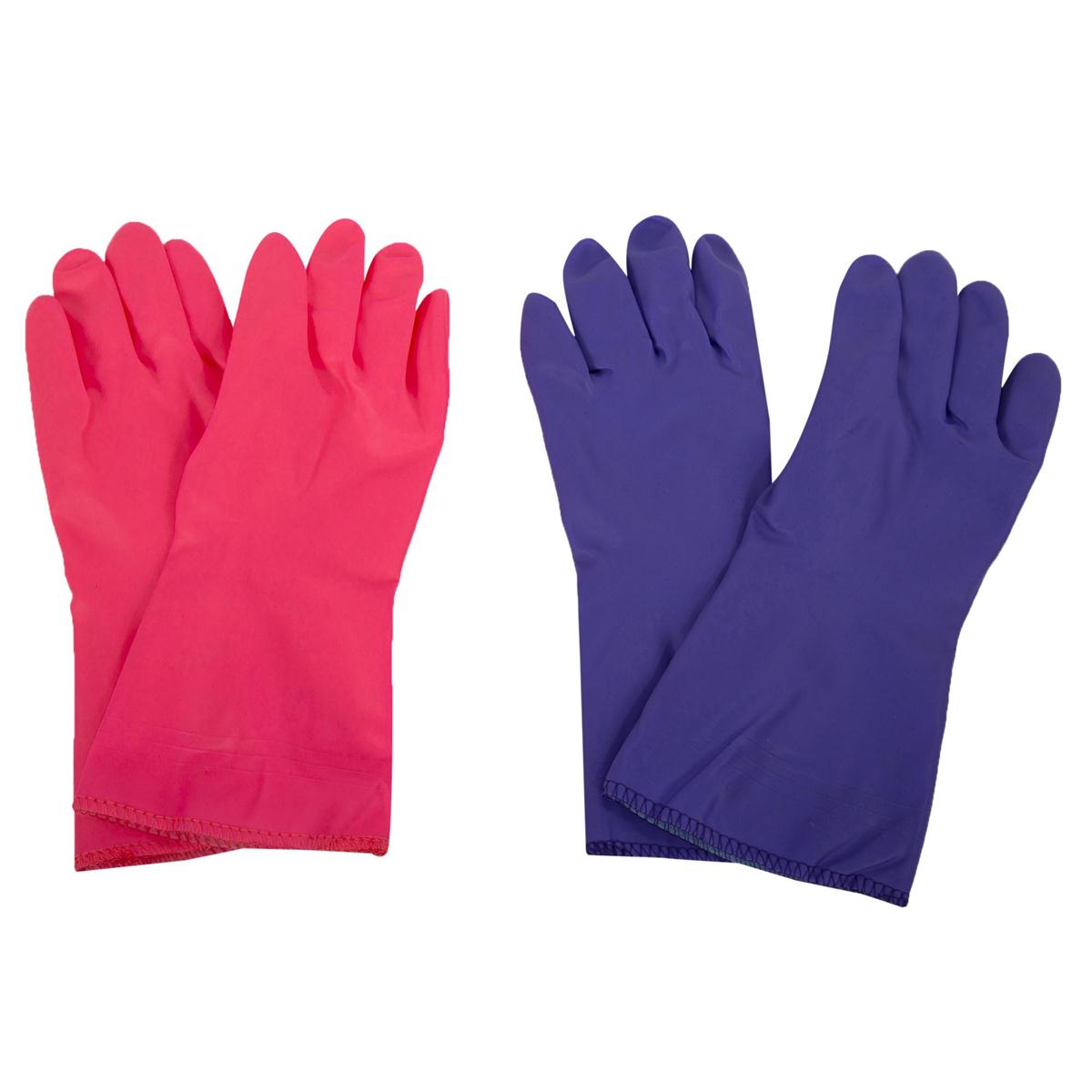 H.E. All Purpose Household Gloves, Header Card, 2/C, Blk & Pink (CS)