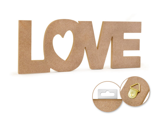 Wood Craft: 12" DIY Word Decor- MDF Standing A) Love
