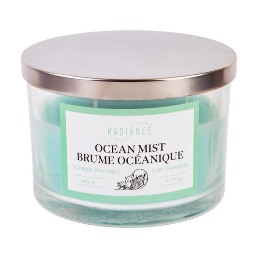9.5oz Glass Jar Scented Candle, 3-wick w/Lid, Ocean Mist
