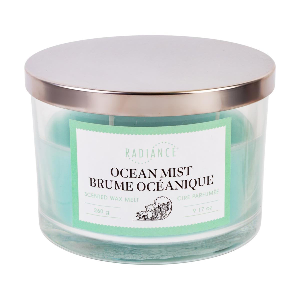9.5oz Glass Jar Scented Candle, 3-wick w/Lid, Ocean Mist