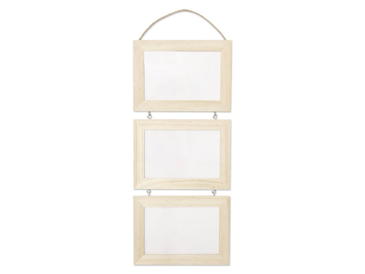 Wood Craft: DIY 7.13"x5.13" 3-Slat Hanging Photo Frame w/Jute