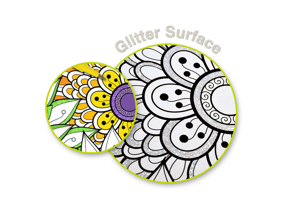 Color Factory: Glitter Coloring Pad 8.25"X8.25" 180Gsm 24Sht N) Floral Abstract