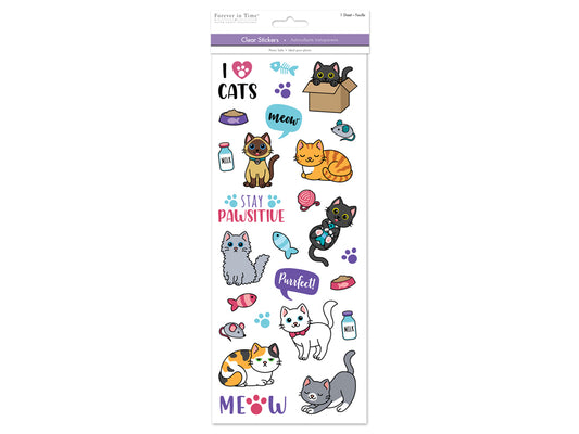 Paper Craft Sticker: 5"x12" Classic Themes 'Clear' Photo Safe 06) Cat Life
