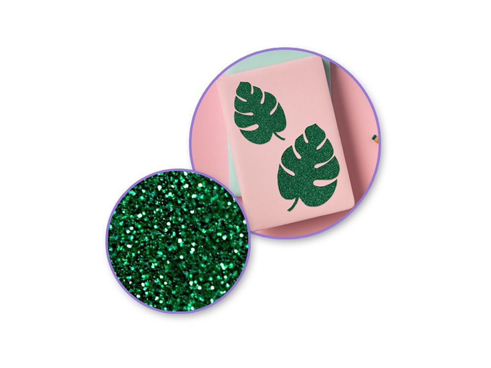 Scrapbook Paper: 12"x12" Glitter Cardstock 250gsm, 5 Sheets A) Emerald