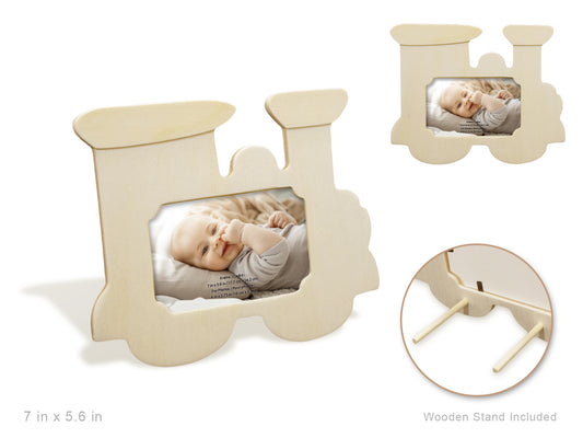 Wood Craft: 7" DIY Photo Frame w/Dowel Stand A) Train