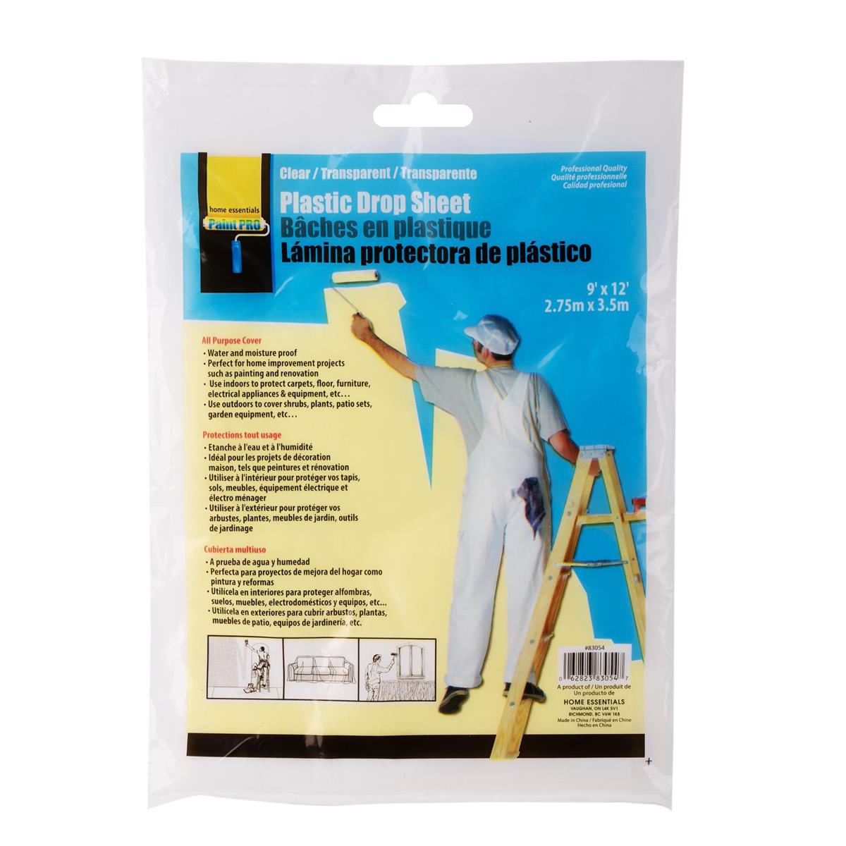 Plastic Drop Sheet 9ft x 12ft – Protective Cover, Qty 1