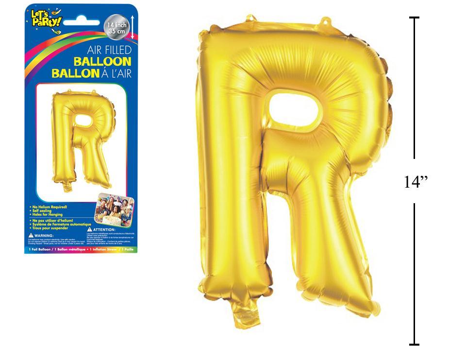 Let's Party "R" Gold Air Filled Balloon,14"