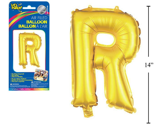 Let's Party "R" Gold Air Filled Balloon,14"