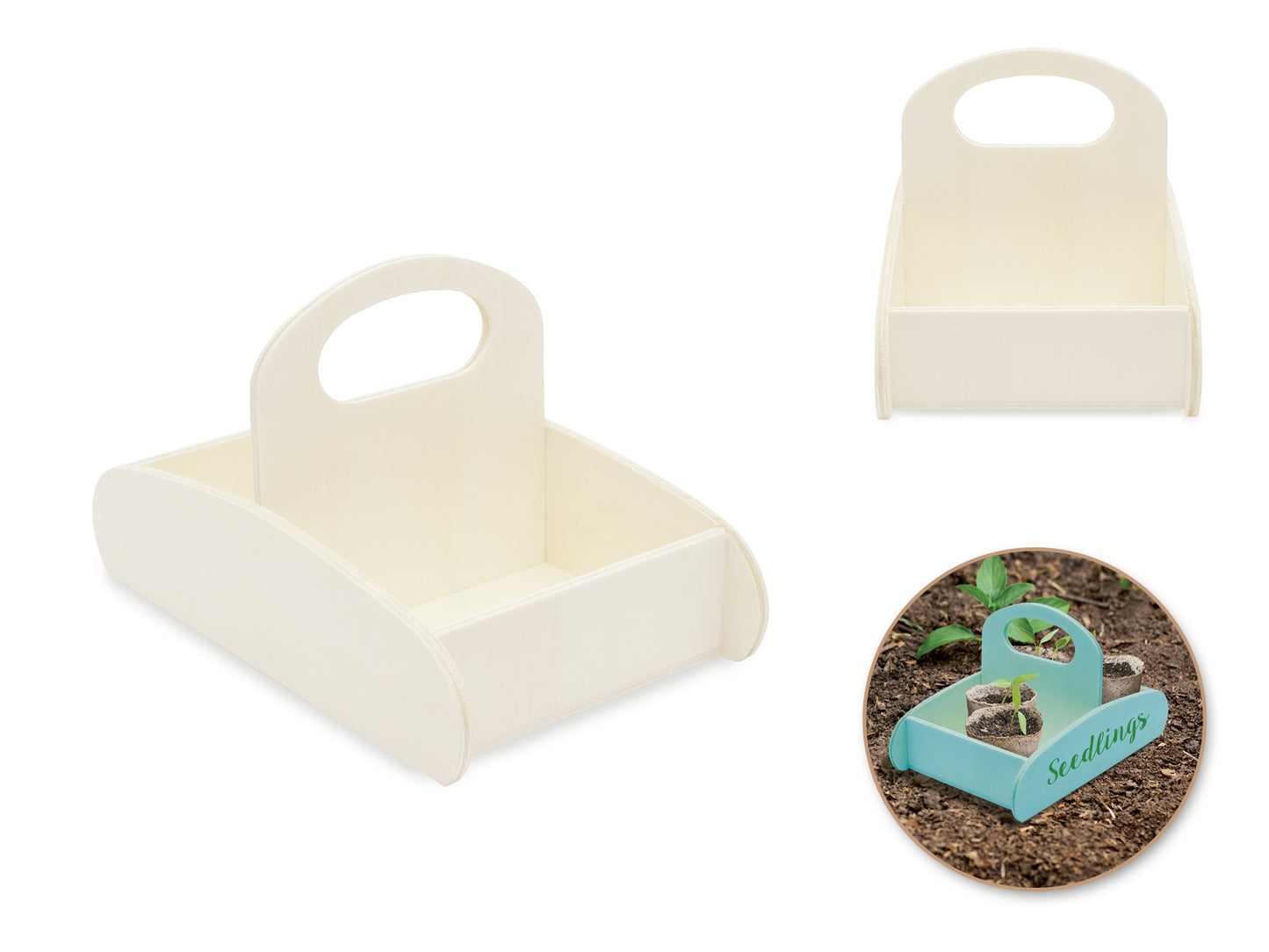 Wood Craft: 7.7"x4.7" Basket Tray 2-Sided