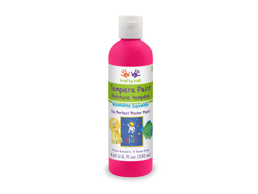 Krafty Kids Paint: 250ml Tempera (8.45oz) K) Neon Pink