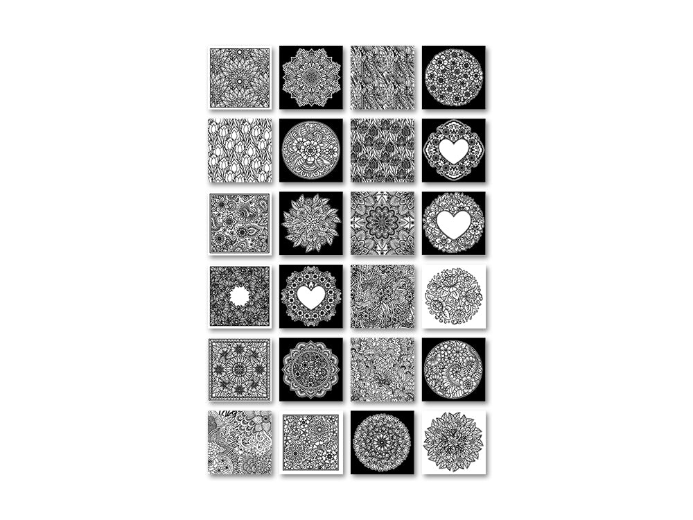 Color Factory: Glitter Coloring Pad 8.25"X8.25" 180Gsm 24Sht N) Floral Abstract