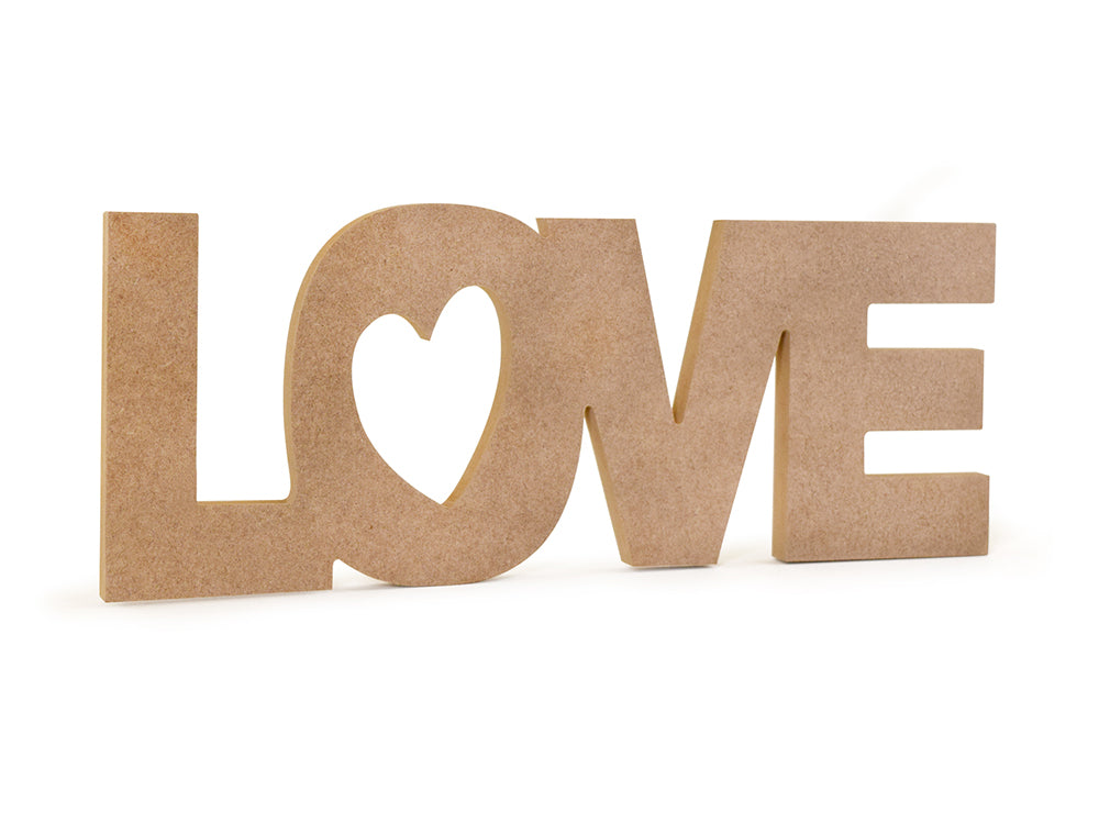 Wood Craft: 12" DIY Word Decor- MDF Standing A) Love