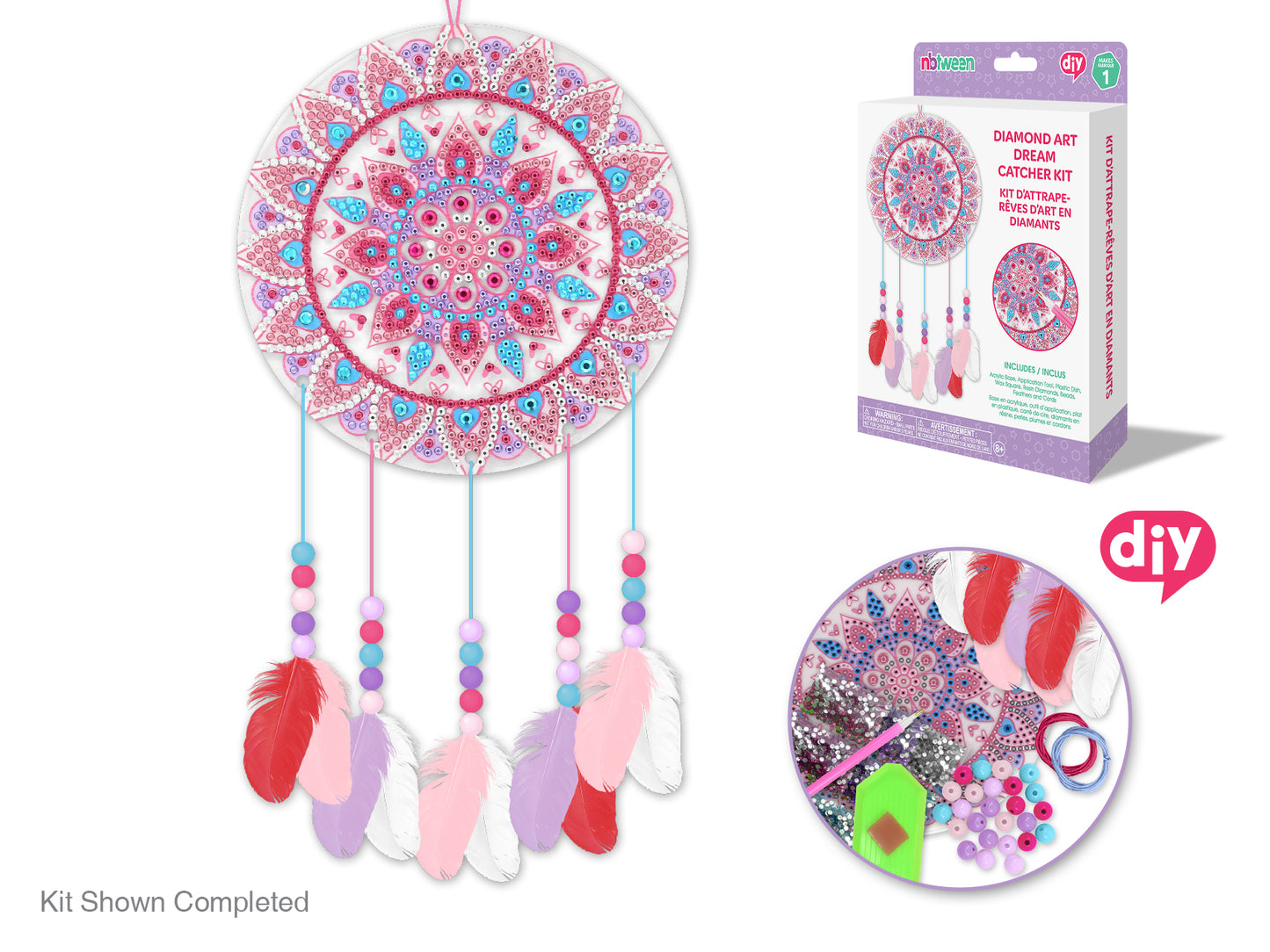 Craft Medley Kit: DIY Diamond Painting Dream Catcher Kit B) Mandala