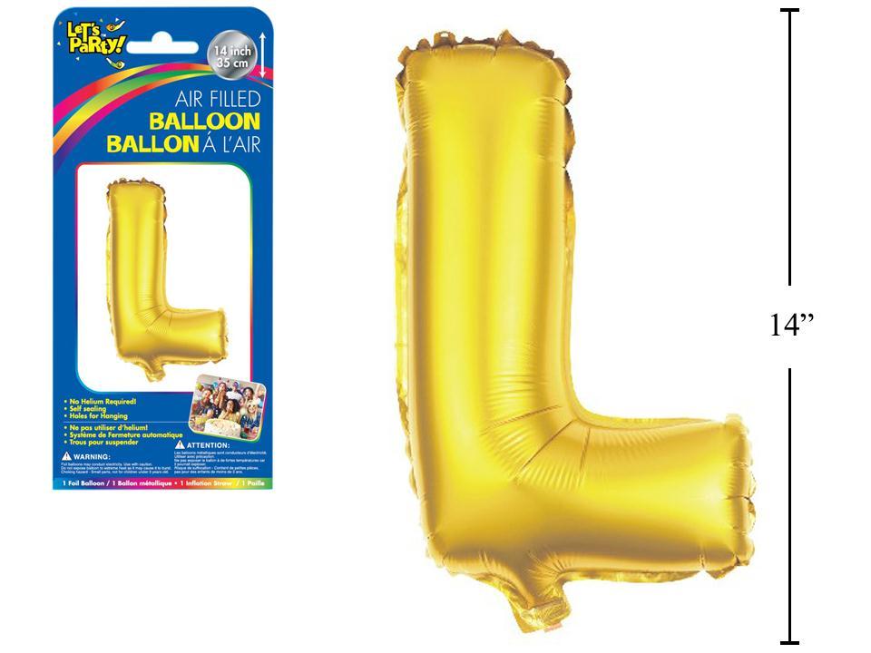 Let's Party "L" Gold Air Filled Balloon,14"