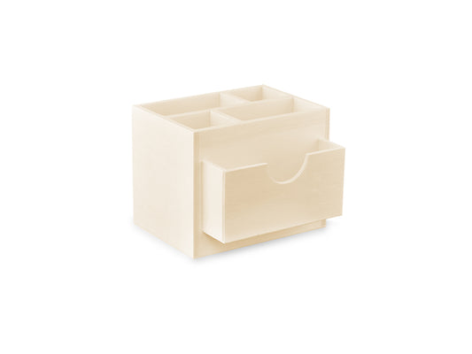 Wood Craft: 4.3"x4.1"x3.4" Desk Caddy 4-Comp + Front Slot